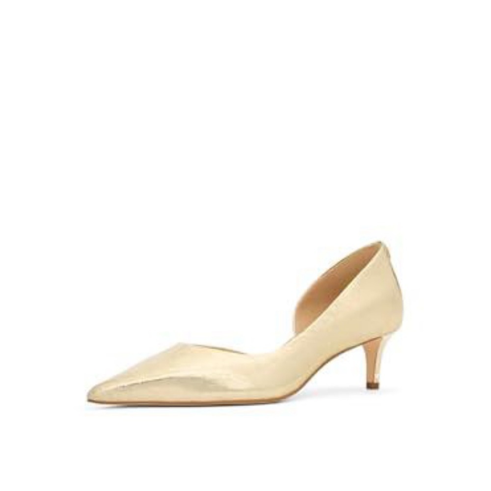 Michael Kors Elyse Crackled Metallic Kitten Pump, Pale Gold, 7- new in box!